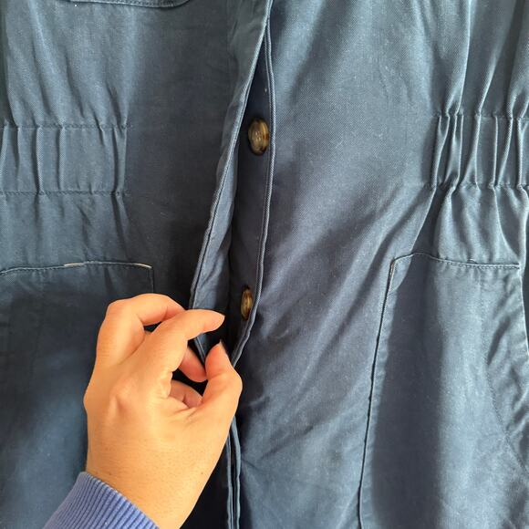 BARNEY'S NEW YORK | Blue Twill Utility Style Sleeveless Dress | Size 4 - Picture 4 of 7